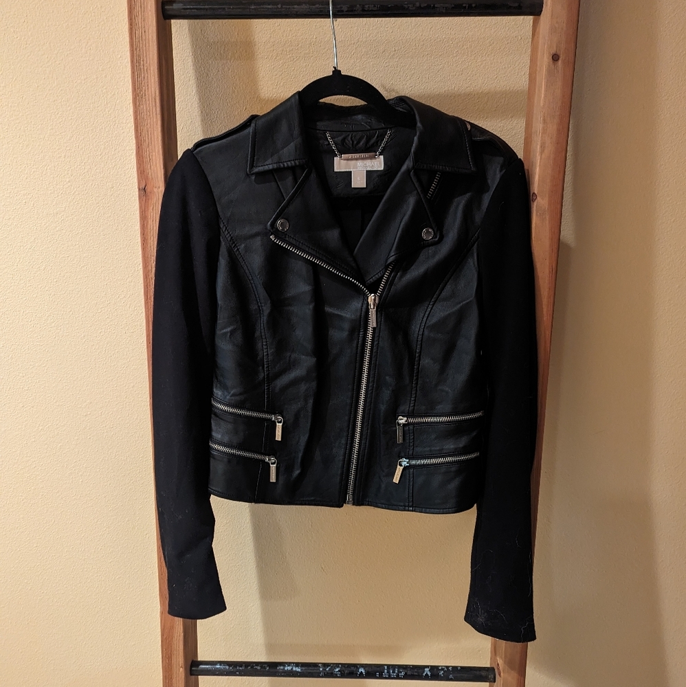 Michael Kors Leather Moto Jacket